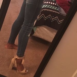 Suede nude heels
